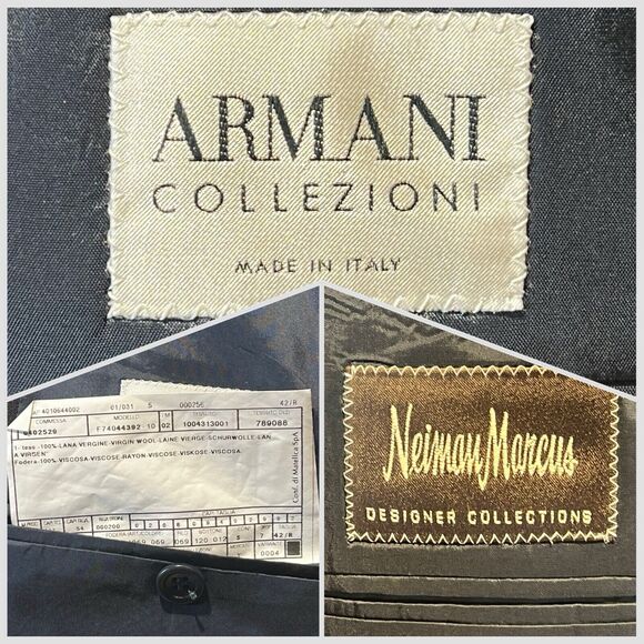 Armani Collezioni 42R 32x30 Dark Navy Blue Designer 2-Piece Suit Set - Picture 16 of 16
